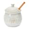 Hello Honey® 3.5" White Ceramic Honey Bee Pot & Wood Dipper